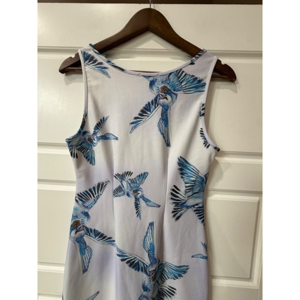 Ala von Auersperg Blue Bird Print Midi Dress Small Coastal Resort Wearable Art - Picture 7 of 11